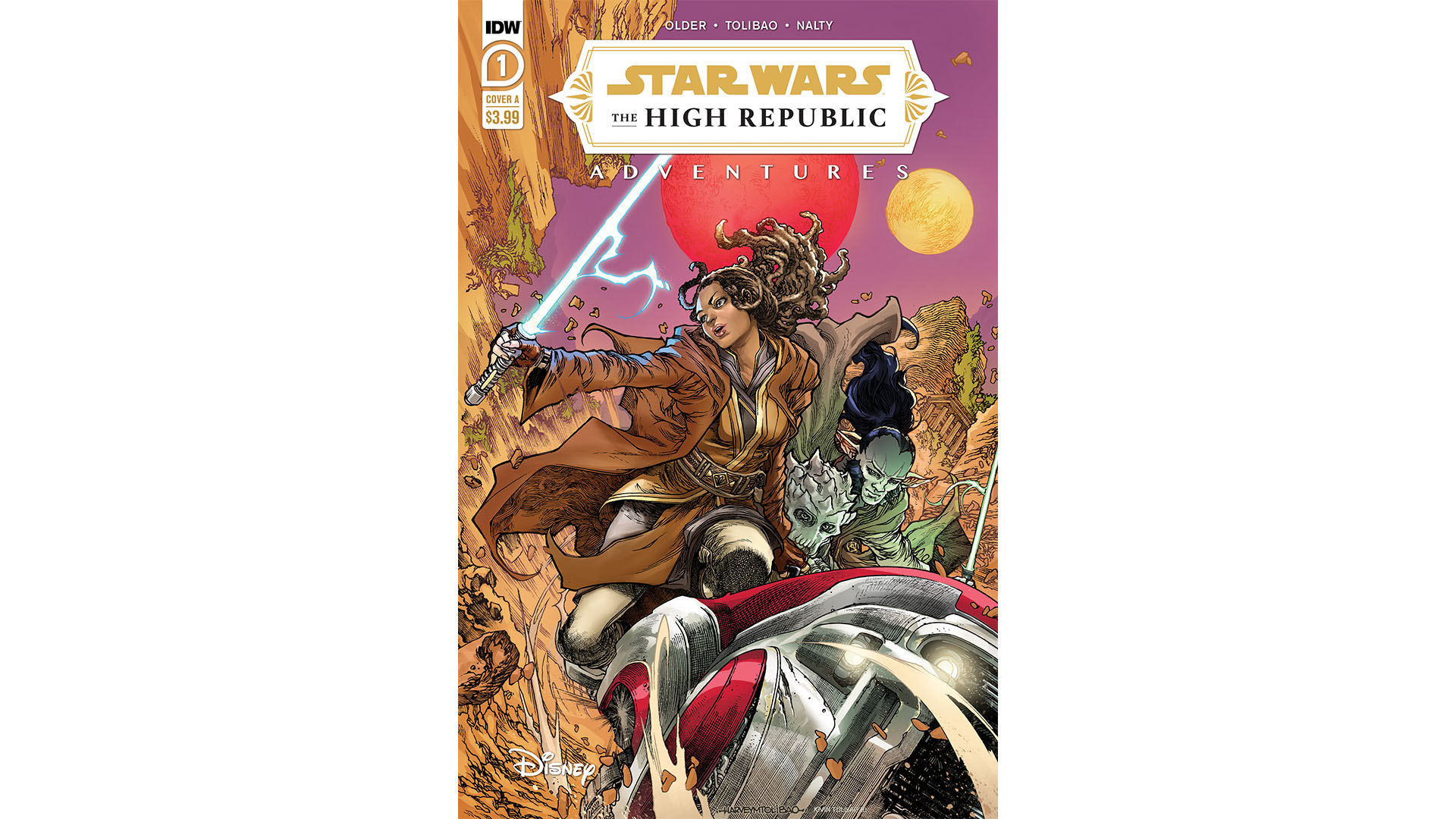 The cover of IDW Publishing's Star Wars: The High Republic Adventures written by Daniel Jose Older and illustrated by Harvey Tolibao