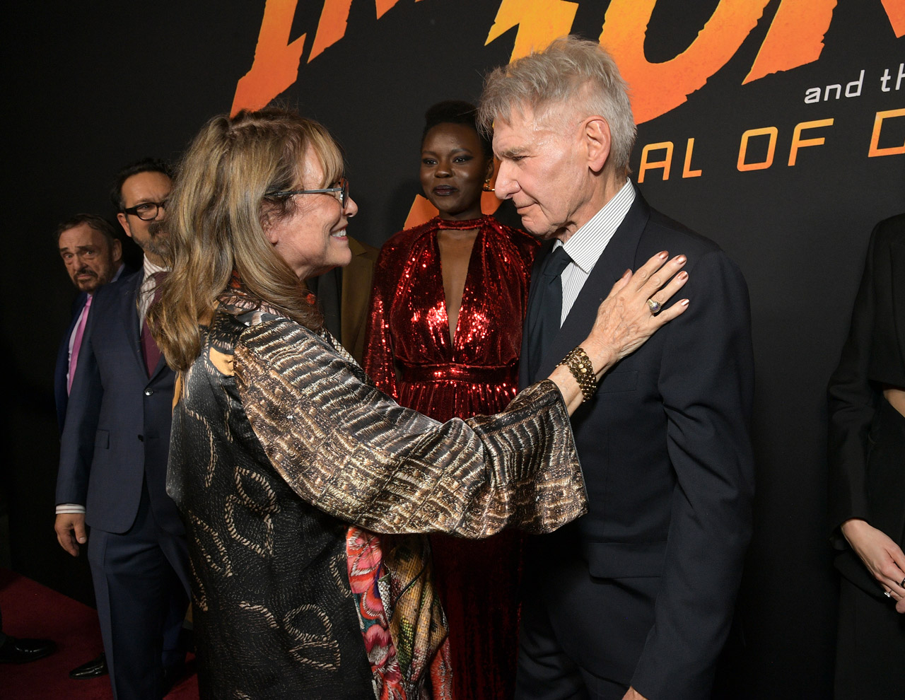 (L-R) Karen Allen, Shaunette Renée Wilson and Harrison Ford attend the Indiana Jones and the Dial of Destiny U.S. Premiere at the Dolby Theatre in Hollywood, California on June 14, 2023.
