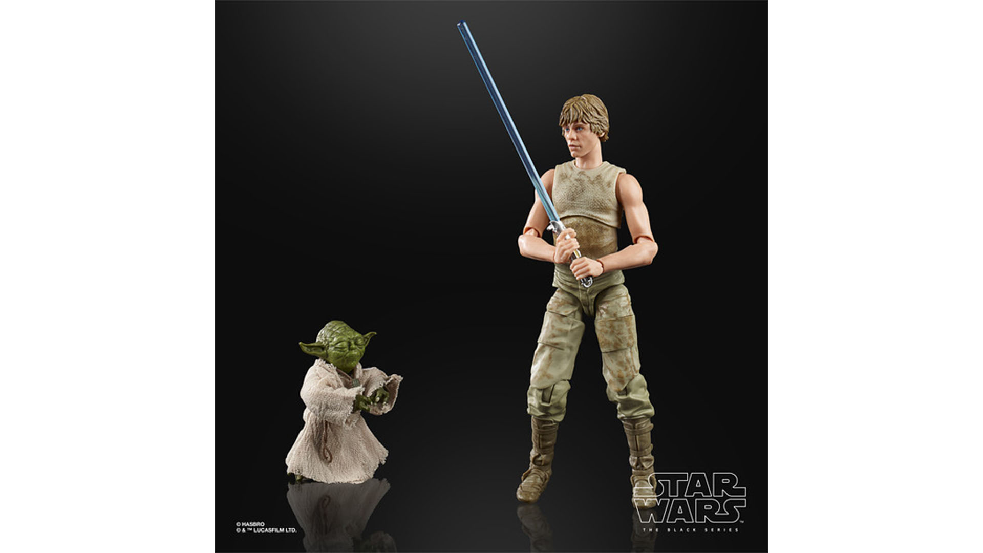 Hasbro Black Series figurines of Yoda and Luke from Star Wars: The Empire Strikes Back