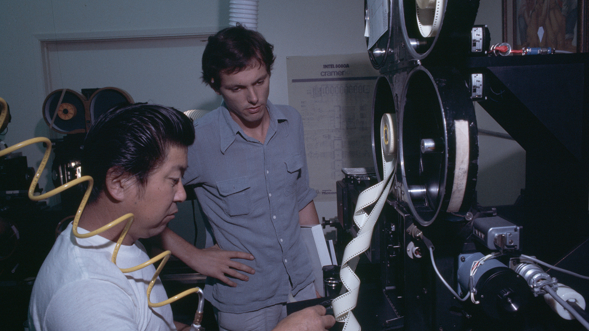 Robert Blalack and colleague at work on Star Wars