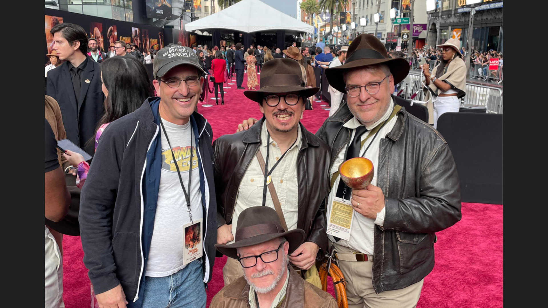 Indy fans on the red carpet at the Dial of Destiny premiere.