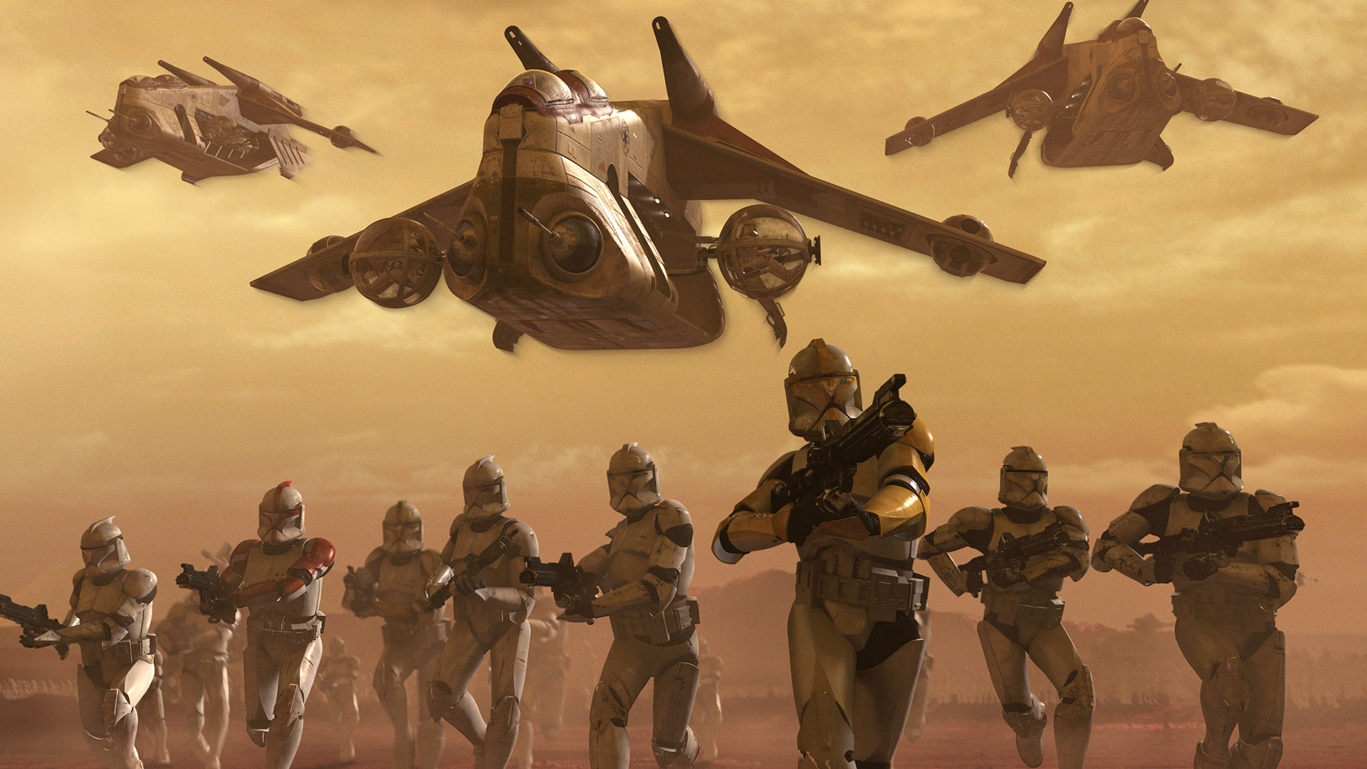Clone troopers and gunships
