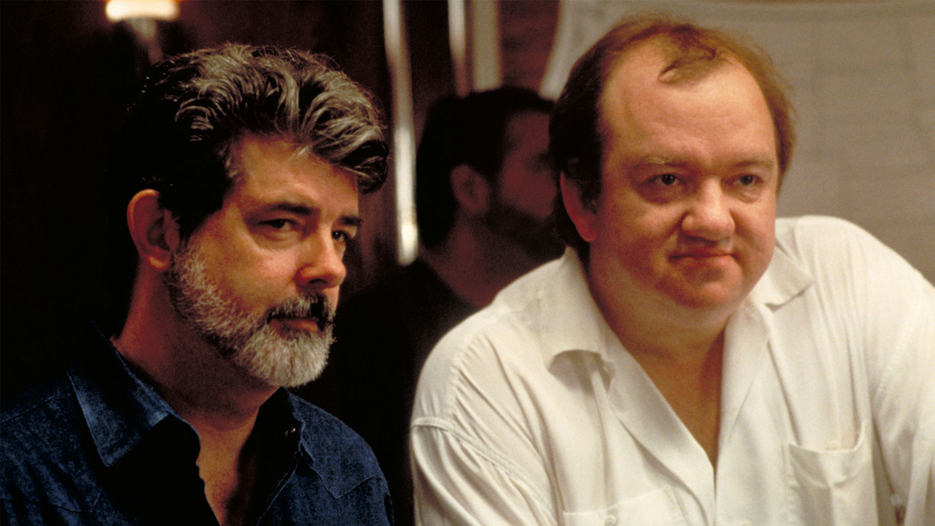 George Lucas and director Mel Smith on the set of Radioland Murders.