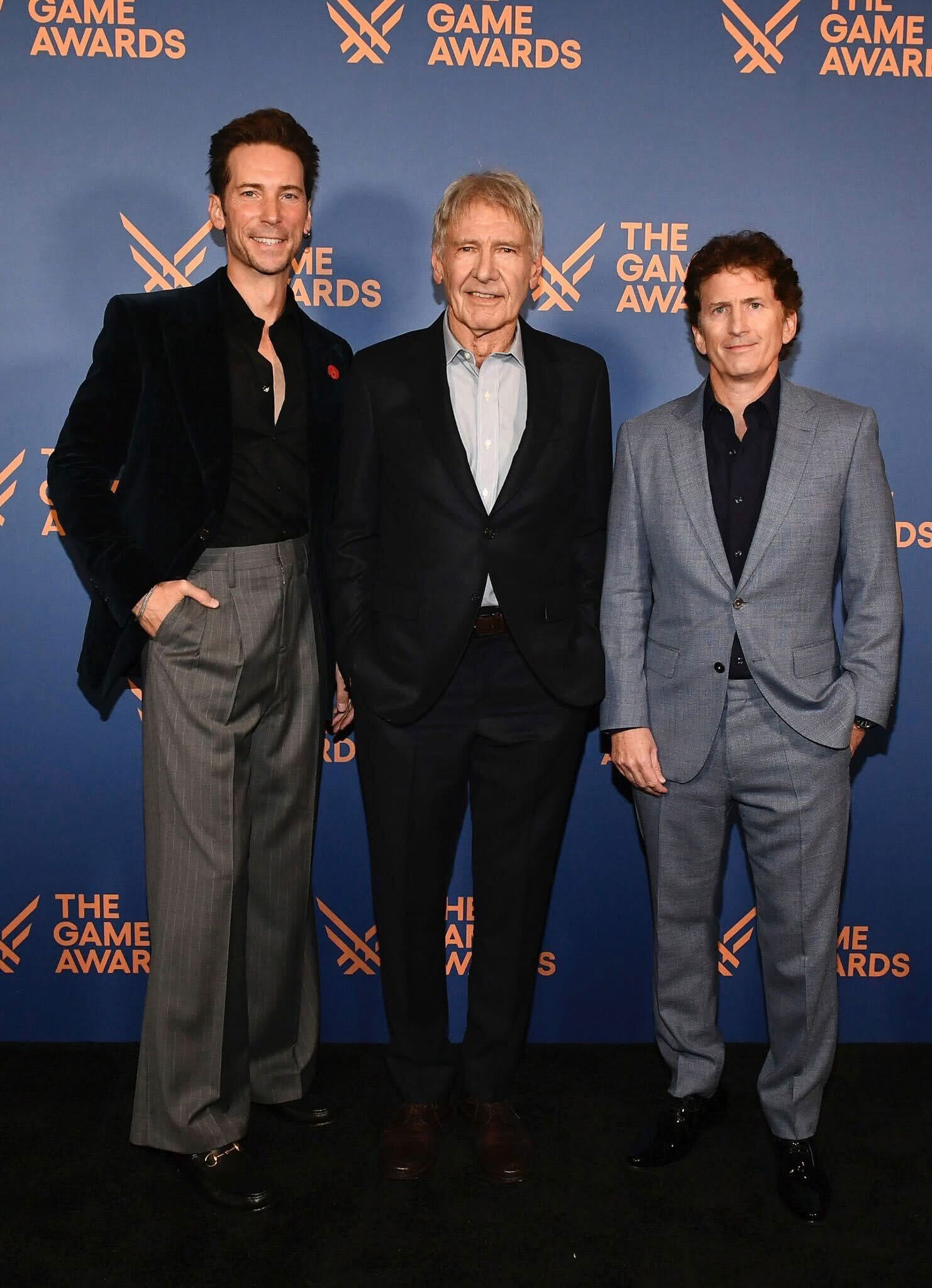 Troy Baker, Harrison Ford, and Todd Howard at the Game Awards 2024.