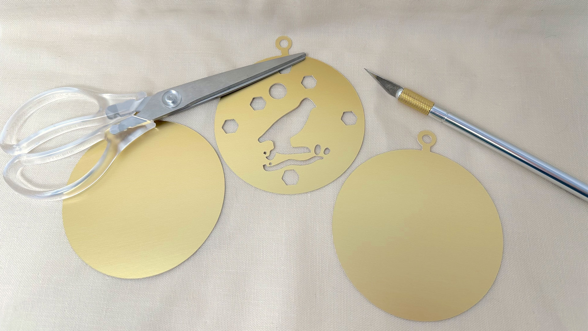 Initial materials and tools needed to create your own medallion.