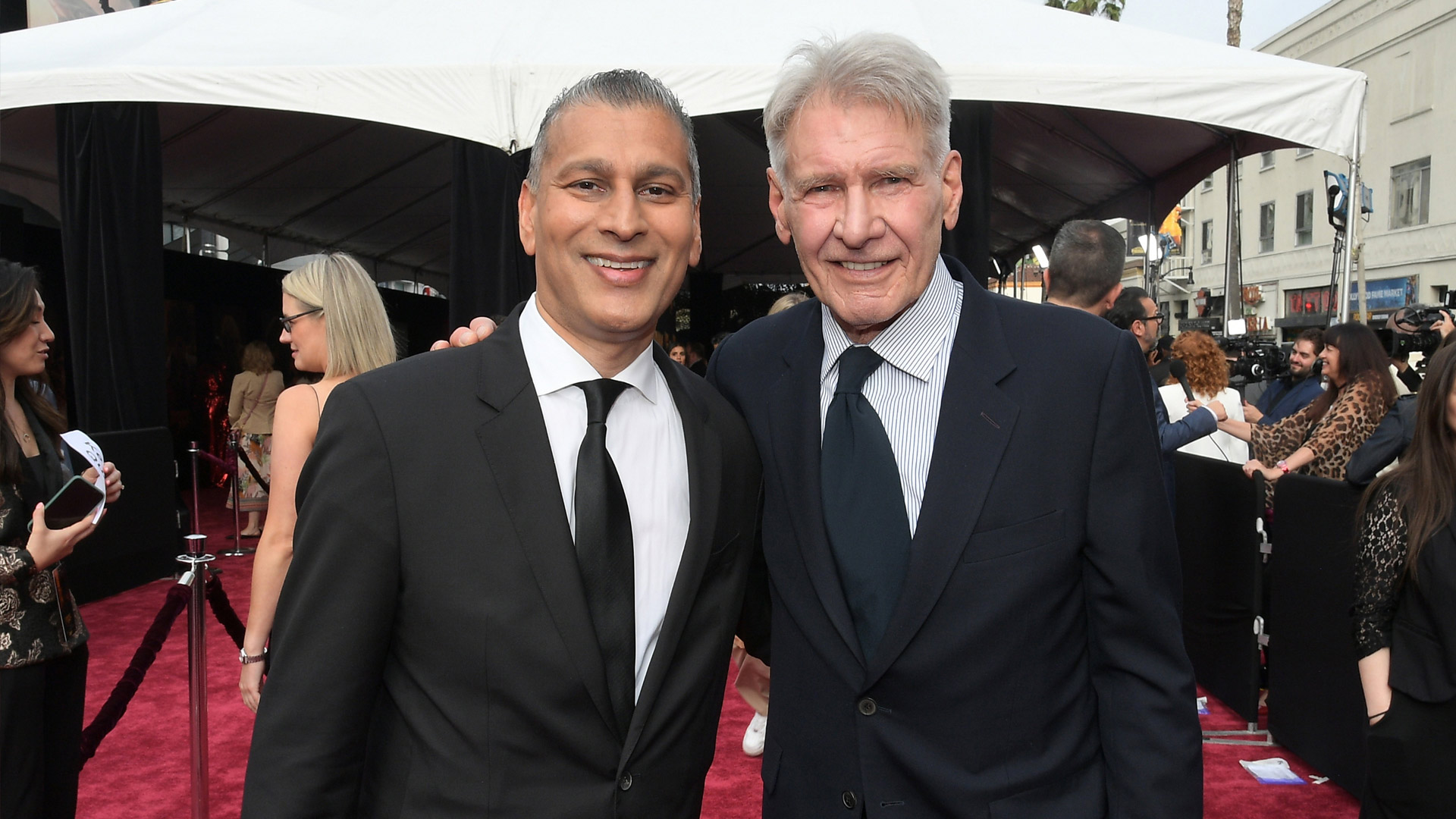 Harrison Ford and Raj Singh at the U.S. premiere red carpet