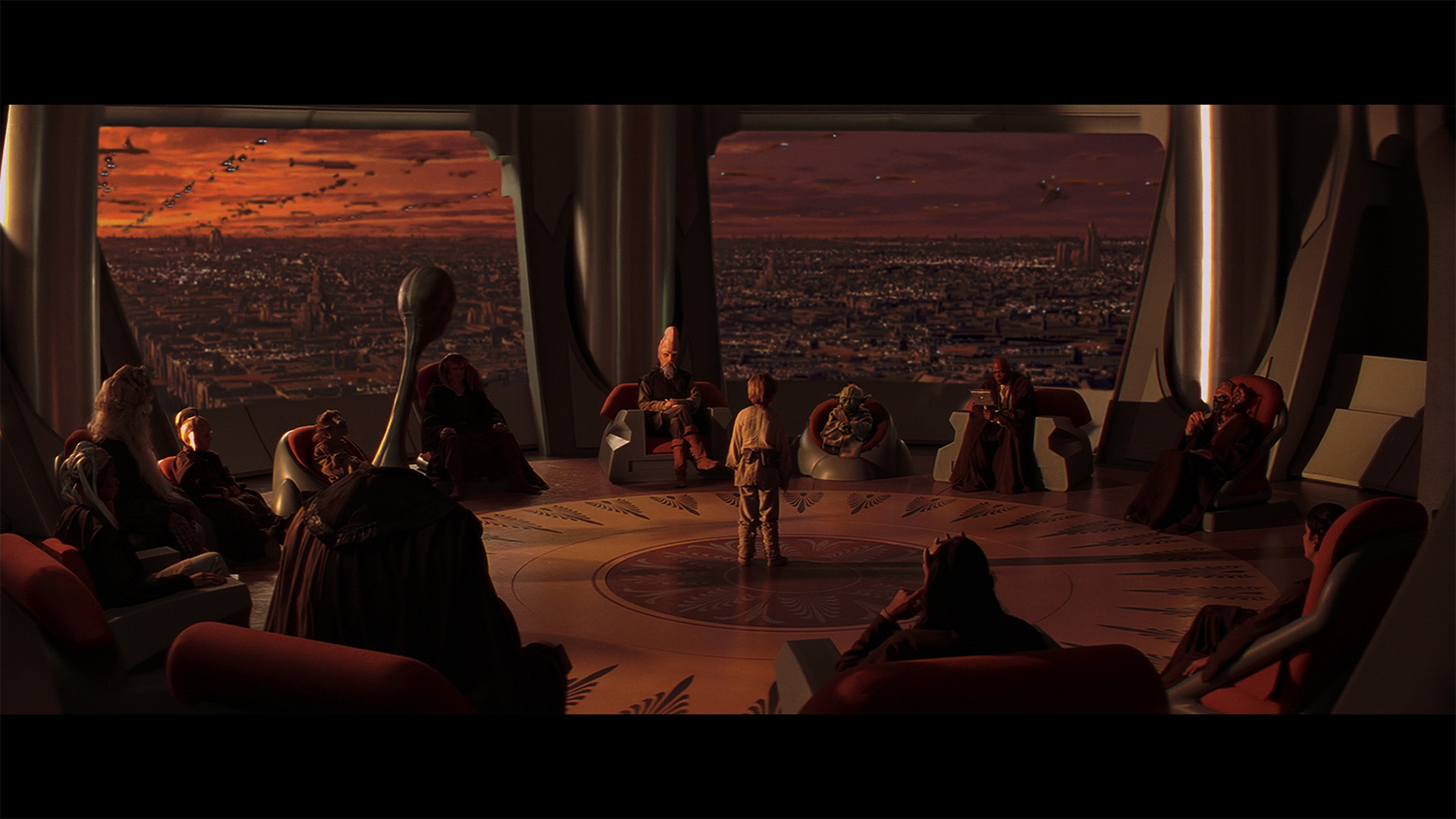 Anakin Skywalker is tested by the Jedi Council in Star Wars: The Phantom Menace.
