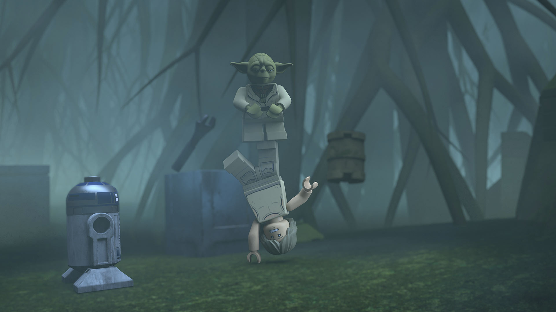 Luke and Yoda in The LEGO Star Wars Holiday Special