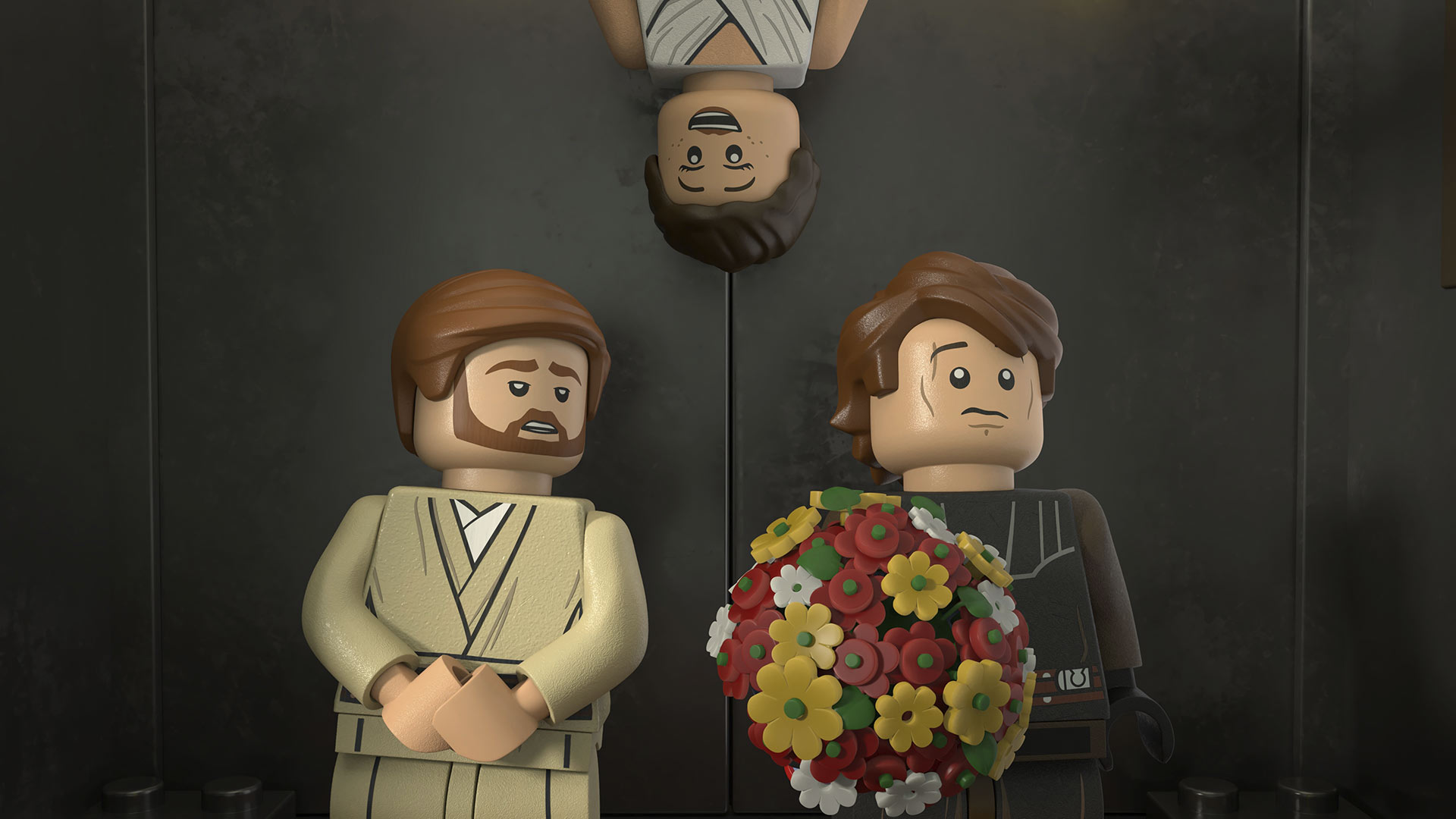 Obi-Wan, Rey, and Anakin in The LEGO Star Wars Holiday Special