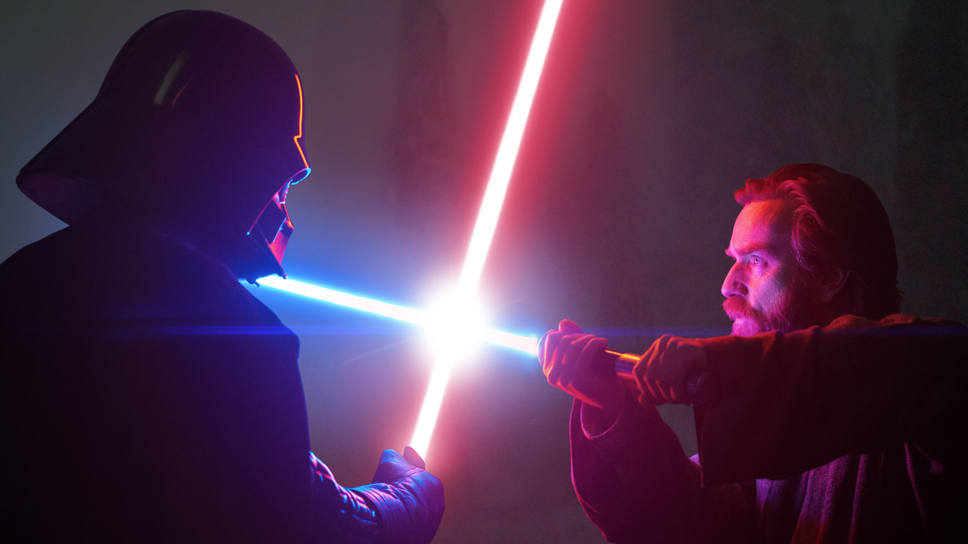 Darth Vader and Obi-Wan duel