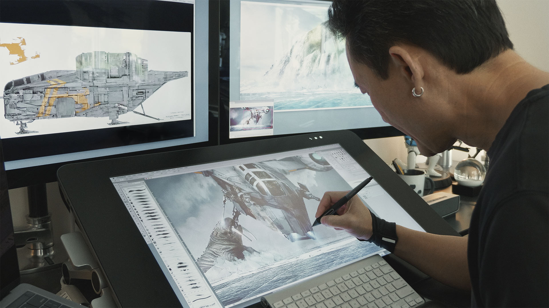 Doug Chiang working on concept art for The Mandalorian