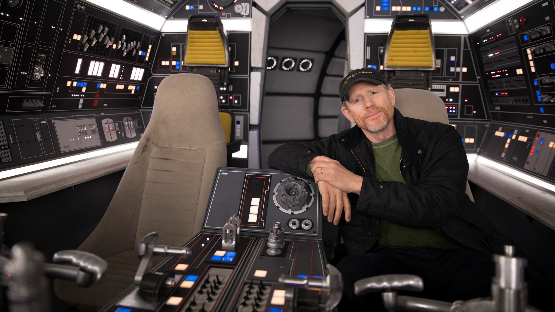 Ron Howard on the Falcon set of Solo