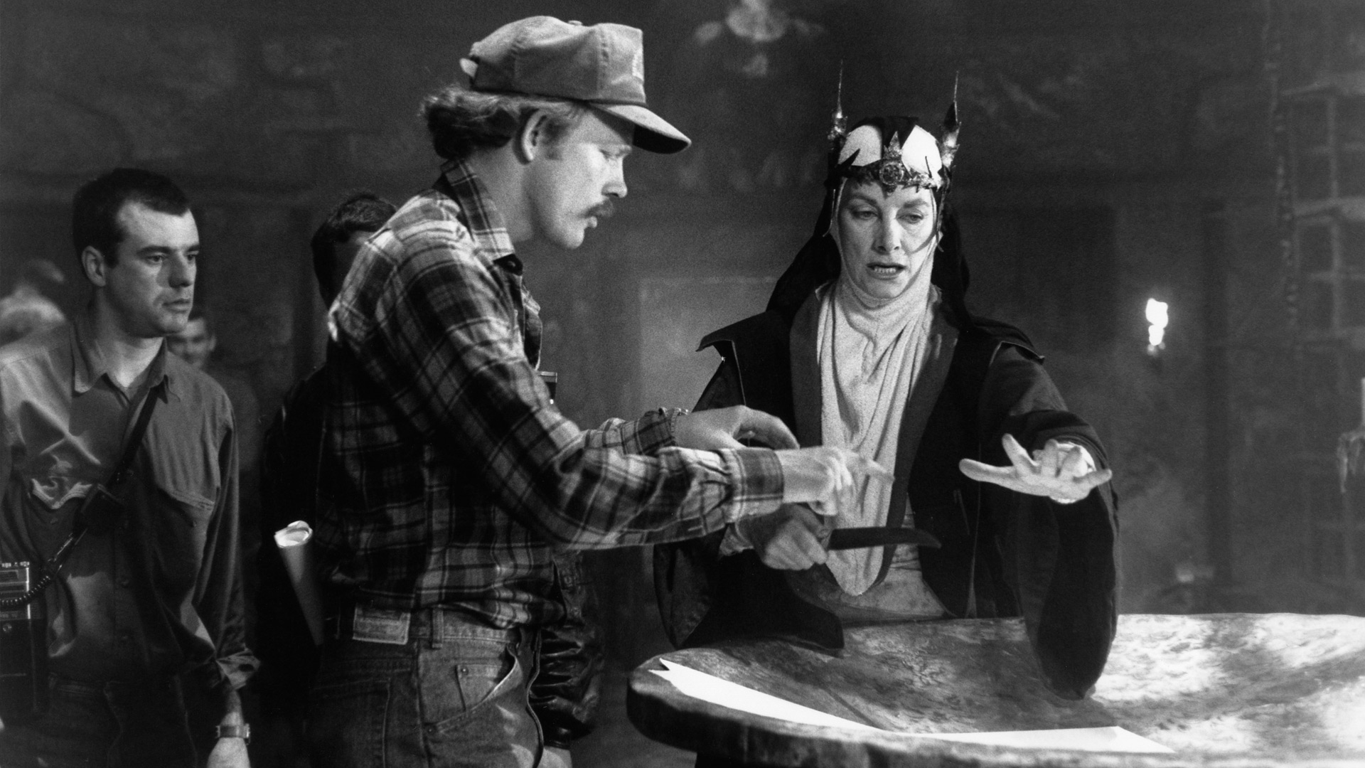 Ron Howard directing Jean Marsh on the set of Willow