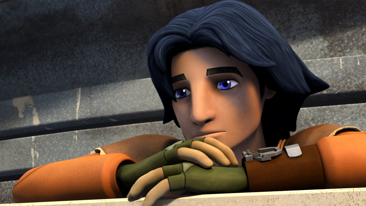 Ezra Bridger looks off into his future in Star Wars Rebels.