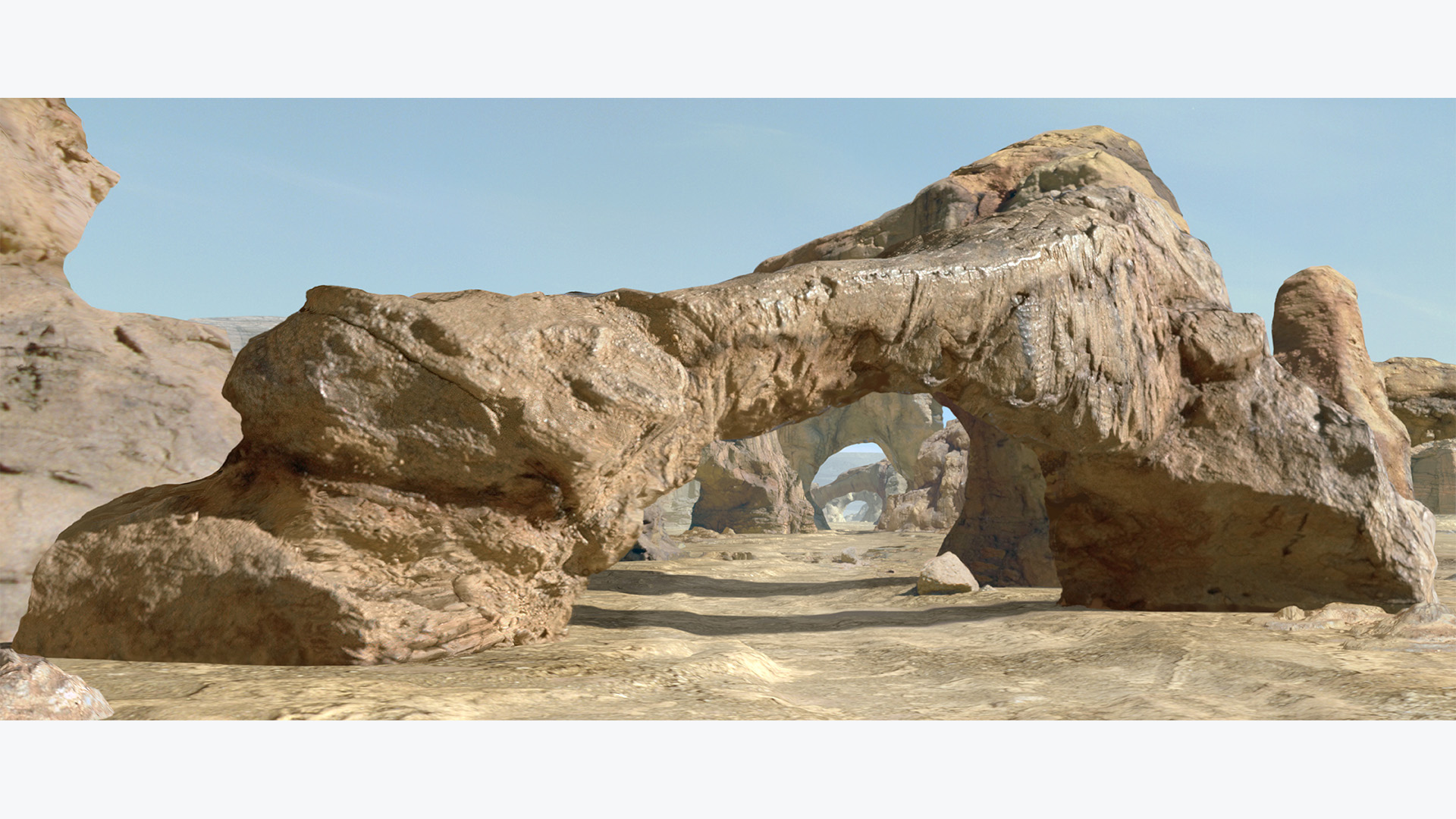 An archway on the podrace course on Tatooine.