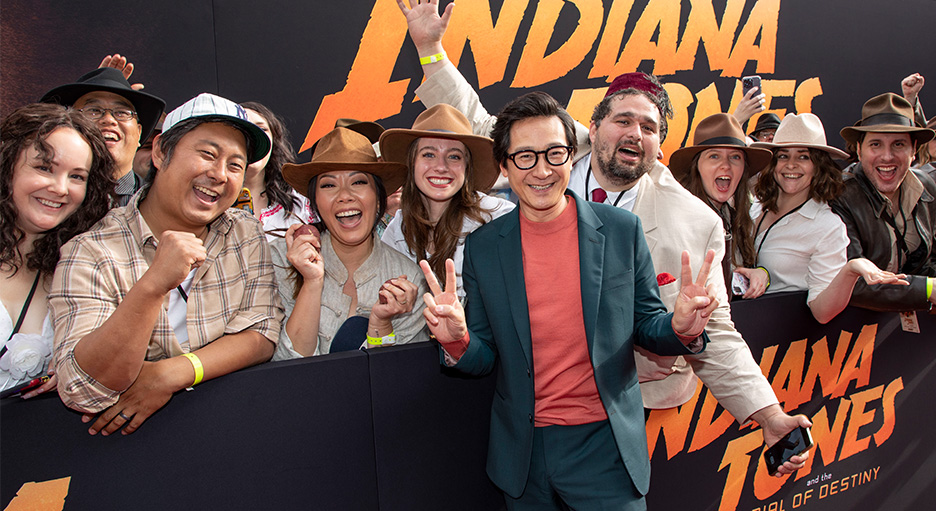 Ke Huy Quan with fans at the Indiana Jones premiere.